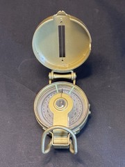 Vintage Lensatic Compass Liquid Filled Edge Brass Coating Japan