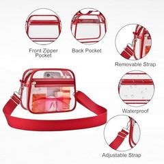 Clear Bag for Stadium Events Clear Sports Fan Handbags Purses with Small Red