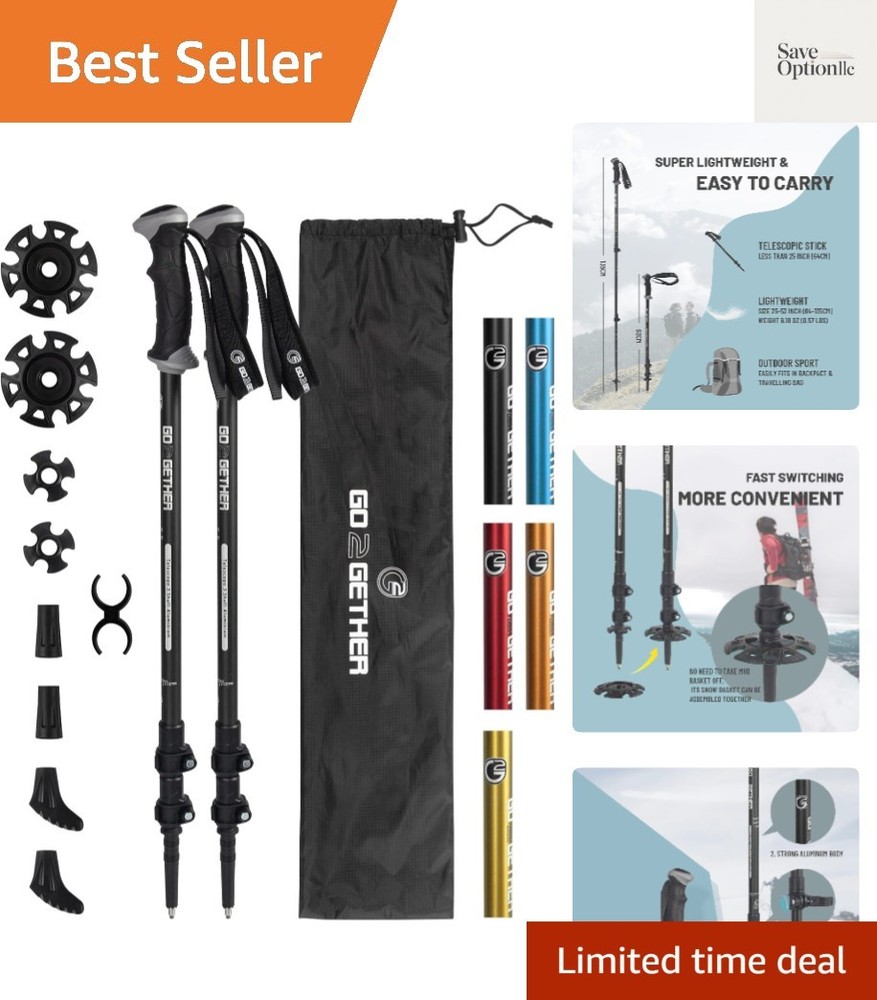 Lightweight Adjustable Trekking Poles with Padded Straps for All-Terrain Hiking