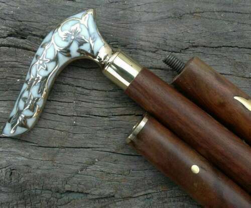 Antique wooden Walking Stick Brass Imperial Head Designer Handle Cane Style Gift
