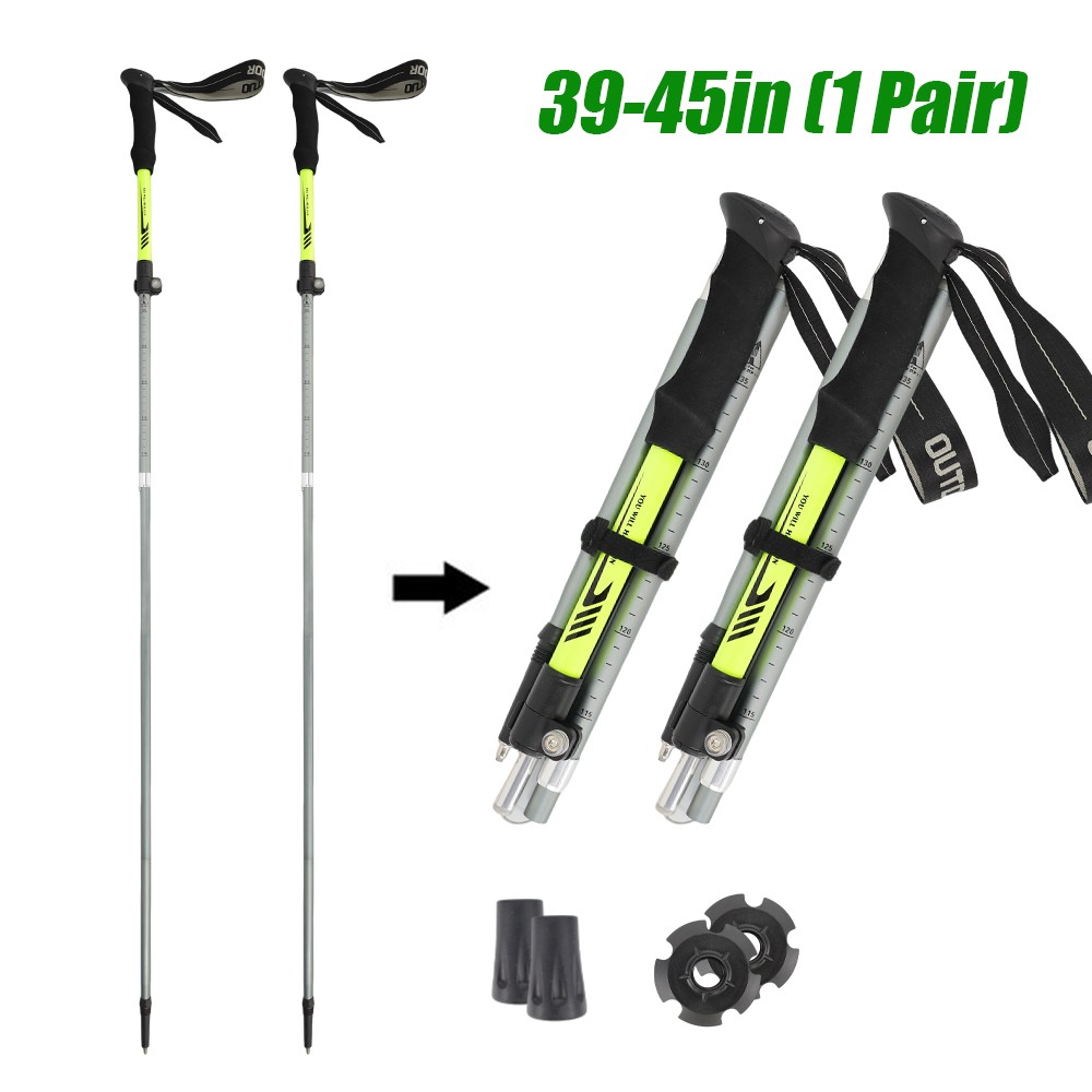 2X Collapsible Trekking Hiking Poles Folding Walking Sticks Lightweight Aluminum