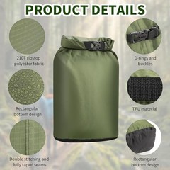Dry Bag Waterproof 3 Pack Lightweight Dry Sack, 6L&10L&20L Outdoor Stuff Green