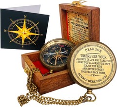 Gift for Son from Mom Dad | Engraved Compass 2″ – Father to Son Gifts, Mom to So