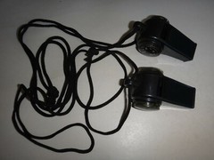 Two (2) New, Unused Survival Tools: Whistle With Compass +Thermometer + Lanyard