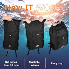 Dry Bag Backpack, 20L Dry Bag Waterproof with Waist Pouch and Phone Black