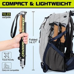 Collapsible Trekking Poles for Hiking-Lightweight Adjustable Walking Sticks with