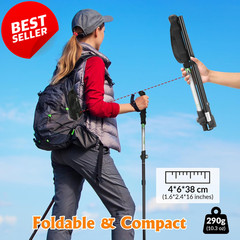 Folding Trekking Pole Adjustable Walking Stick Portable Mobility Aid Black – US