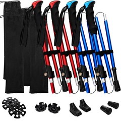 4 Pcs Trekking Poles Set, Collapsible Aluminum Hiking Poles, Adjustable Foldi…