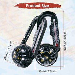 Keychain Compass [2PCS] – Ball Compass and Thermometer Buckle – [Black, Yellow]