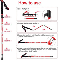 Collapsible Trekking Hiking Poles- 2 Pack Folding Aluminum Walking Sticks with Q