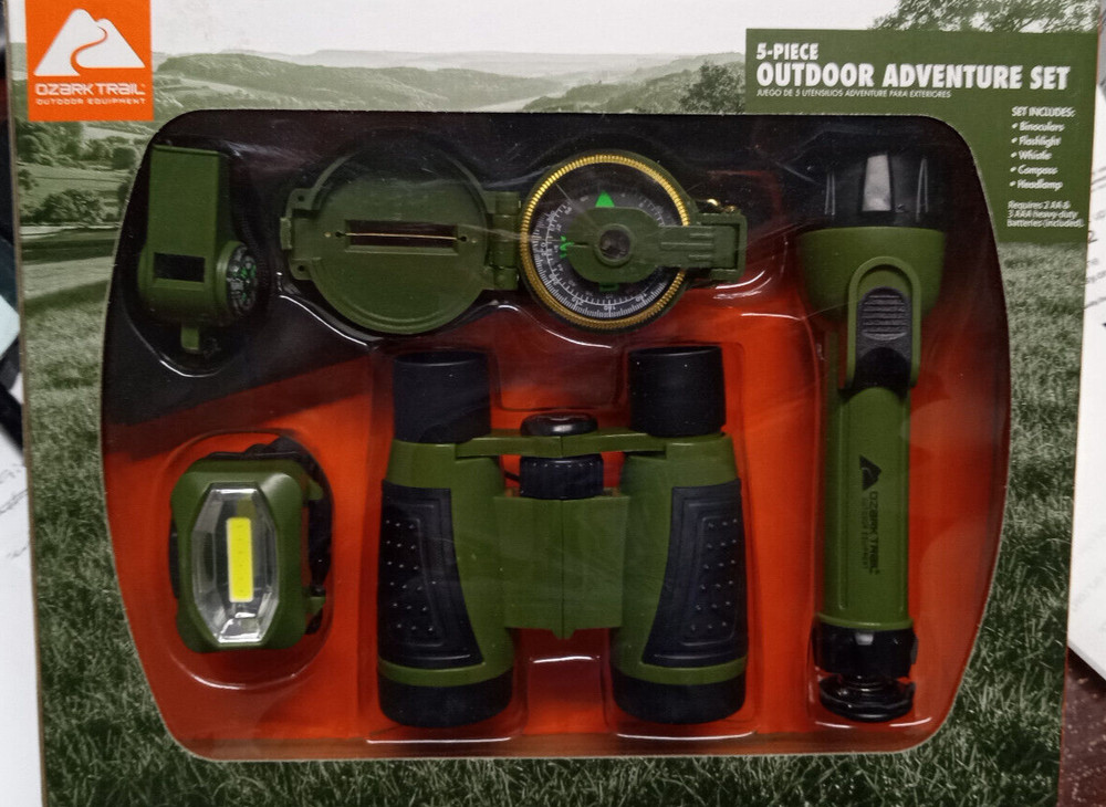 Ozark Trail 5 Piece Outdoor Adventure Set Binoculars Compass Flashlight and More