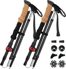 Carbon Fiber Trekking Poles 2-Pack – Lightweight Collapsible Hiking Sticks with