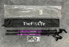 The Fit Life AntiShock Trekking Poles Aluminum Adjustable 26-53” Purple Black 5p