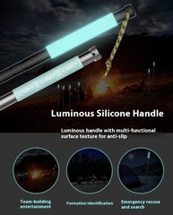 142CM luminous Tactical Trekking Pole, Folding with Compass Whistle Knife HooK