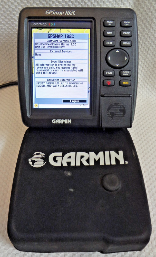 GARMIN GPSMAP 182C MARINE CHART PLOTTER FISHFINDER GPS UNIT w/ MOUNT & SUN COVER