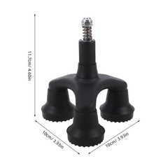Set of 3 Reusable Tripod Walking Cane Tips Black Plastic Anti Shock Feet