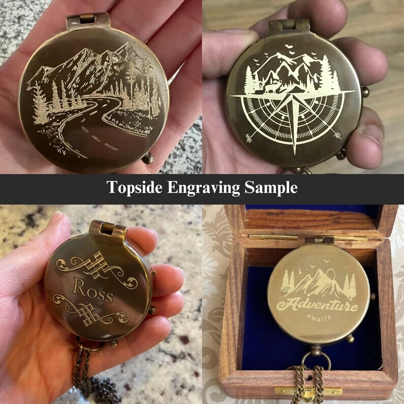 Personalized Engraved Brass Compass Gift – Adventure Awaits Hiking Brass Compass