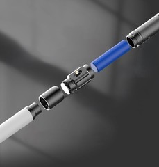 121CM Hiking Pole with Strong Flashlight, Foldable with Tactical Knife