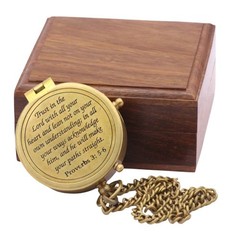 Trust in The Lord, Proverbs 3: 5-6, Solid Brass Directional Engraved Compass,…