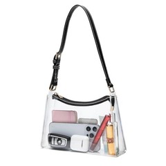 Clear Bag for Stadium Events, Clear Purse Shoulder Bag for Women Medium A-black