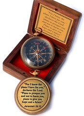 Jeremiah 2911 Solid Brass Engraved Directional Compass Christian Gift