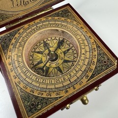 🔶RARE Vintage Antique Solar Calendar Pocket Compass : Villa Alcor Made In Spain