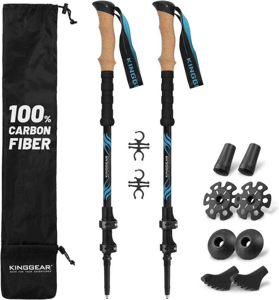 TPC 100% Carbon Fiber Hiking Poles, Telescopic Retractable Nordic Trekking