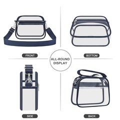 Clear Bag for Stadium Events Clear Sports Fan Handbags Purses Large Navy Blue