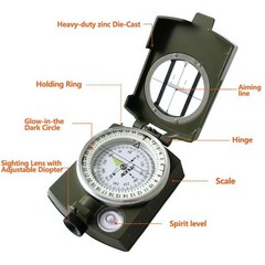 AF-4580 Lensatic Compass for Camping, Hiking – Waterproof-~