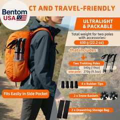 Collapsible Trekking Poles for Hiking – Lightweight Foldable Hiking Poles, 2 Pac