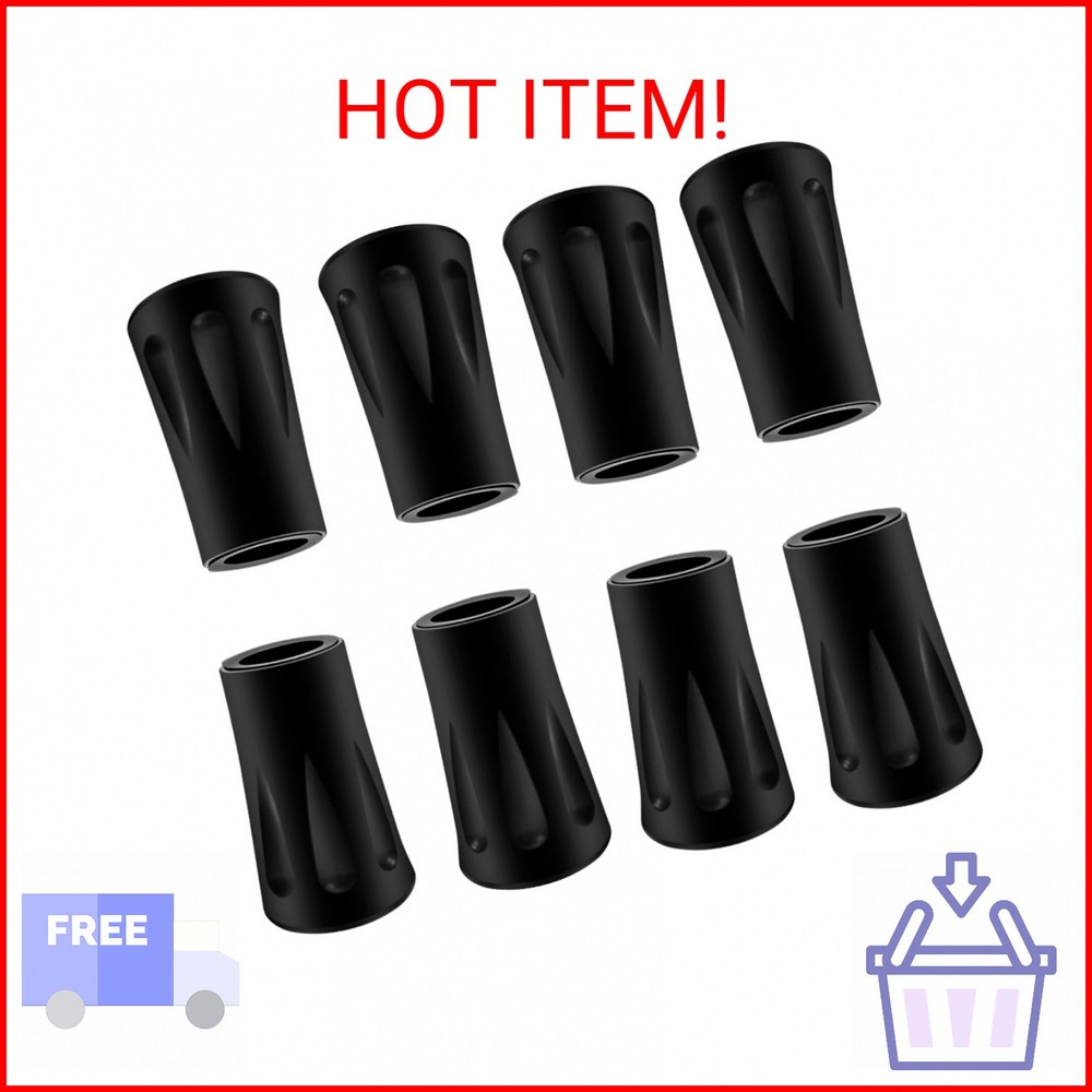 8Pcs Trekking Pole Tips Replacement Protectors, Rubber Feet for Hiking Pole Tips