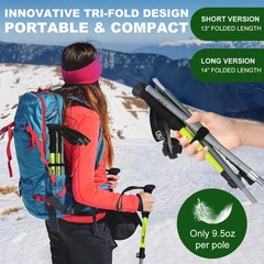 2X Collapsible Trekking Poles Lightweight Aluminum Folding Hiking Walking Sticks