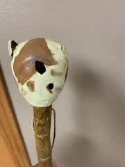 Hand Carved Natural Wood Hiking Walking Stick Cane Great Handle 52” Dog Head