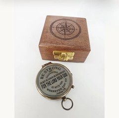 Joshua 1:9 Scripture Compass, Personalized Baptism Graduation Gift in Wooden Box