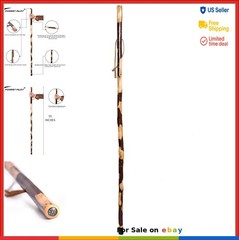 Hiking Stick 55 Inches Hardwood with Hand Strap Rubber Tip Waterproof Coating