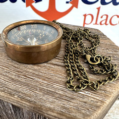 Antique Finish Brass Compass, Small Open Face Pocket Compass, Necklace, Keychain