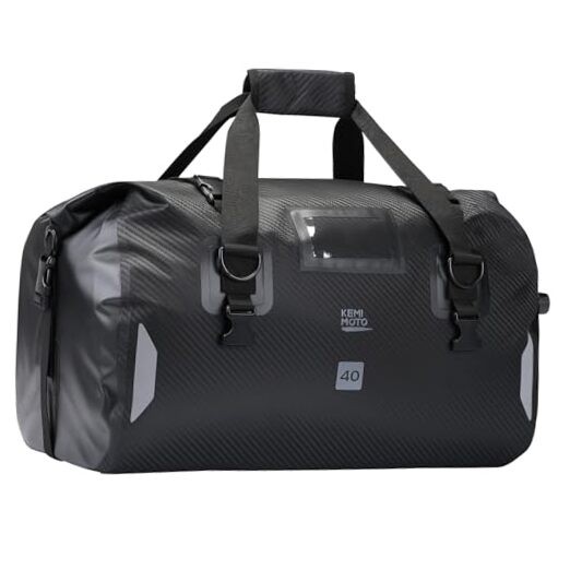 Waterproof Motorcycle Dry Bag – Duffle Tail Bag Soft Luggage, 40L Black