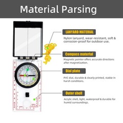 Luminous Mirror Sighting Compass Map Scale Navigation Gear Hiking Camping Trail