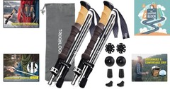Gray Trek-Z Aluminum Folding Trekking Poles with Cork Grips, Adjustable, Ligh…