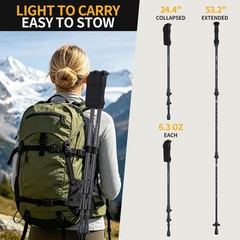 3K Carbon Fiber Trekking Poles – Collapsible, Lightweight Yet Sturdy Hiking Pole