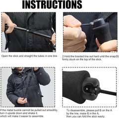 Aventik Fold-able Wading Staff Water Depth Safety Warning Sign Coated Black