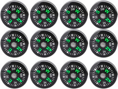 Mini Button Compass, 20Mm, 12-Pack, Green Direction Indicator, for Hiking Campin