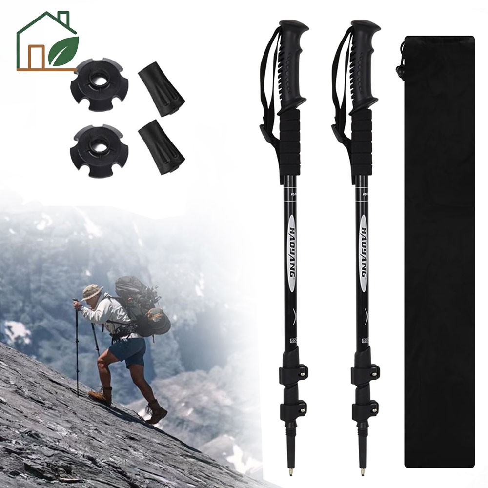2X Adjustable Hiking Poles Aluminum Walking Sticks Lightweight Nordic Alpenstock