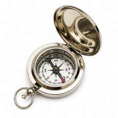 Personalized Pocket Compass with Hinged Cover and Key Ring