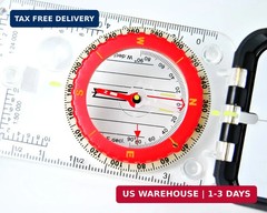 Orienteering Map Compass with Sighting Mirror, Adjustable Declination Clinometer
