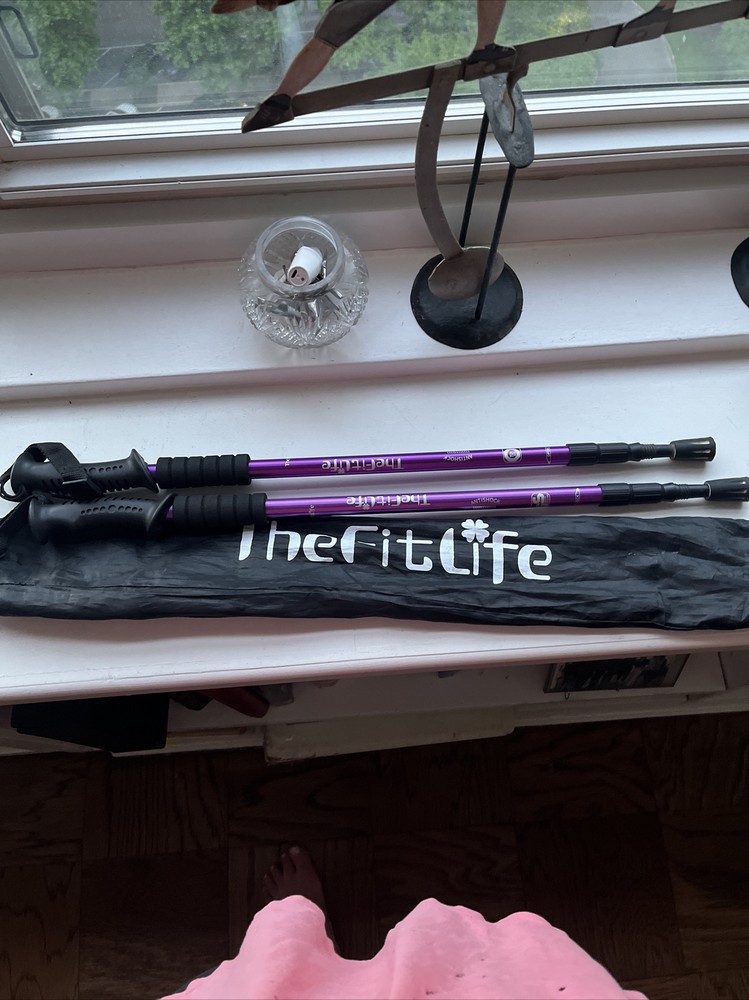 The Fit Life Trekking Poles Telescopic Walking Sticks Hiking Purple with bag