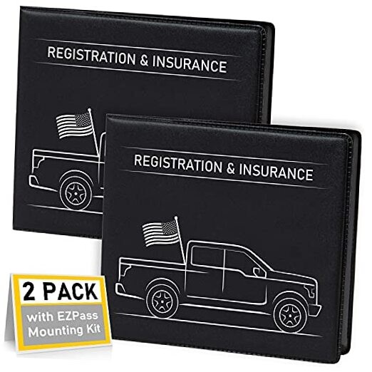 Auto Accessory Document Holder, 2 Pack (Black, PVC, Portable, EZ Pass Truck
