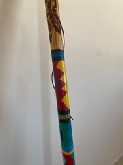 hiking stick,handcrafted,painted and wood burned.one of a kind.