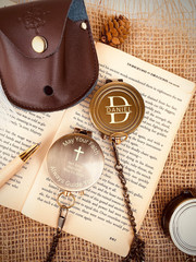 Engraved Personalised Brass Coordinate Compass Keepsake Gift Hiking For Him Dad