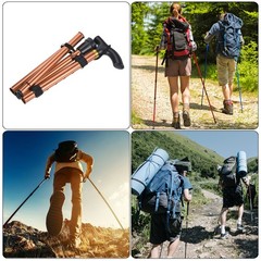 2Pcs Trekking Poles, Collapsible Hiking Pole 33-37 Inch Aluminum Alloy Brown